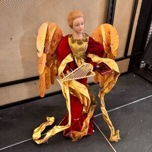 VTG Dan Dee Collector's Choice Angel Figurine Red Gold Decorative Christmas